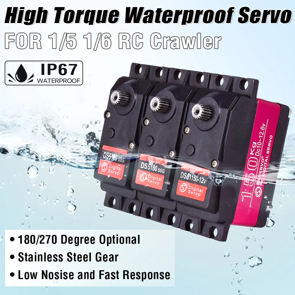 DSServo 8.4V 60Kg 80Kg 150Kg Servo - RC 1/5 Servo Waterproof High Torque Servo Metal Gear Digital Servo For Redcat HPI Baja 5B SS 36 DSServo, High Torque Waterproof Servo FOR 1/5 1/6 RC Crawler