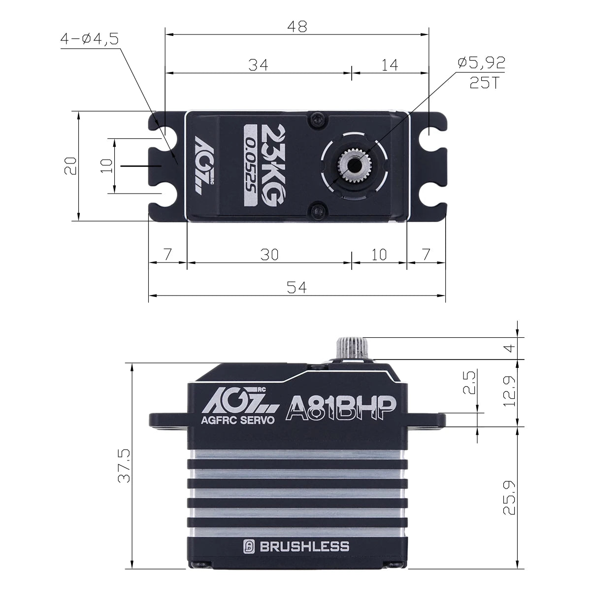 AGFRC A81BHP - 23 كجم تروس فولاذية فائقة السرعة HV مؤازرة توجيه قياسية قابلة للبرمجة بدون فرش لـ 1/8 مركبة يتم التحكم بها عن بُعد سيارة وقارب وطائرة 12 AGFRC A81BHP, AGFRC welcomes domestic and abroad dealers and distributors to be our agent .