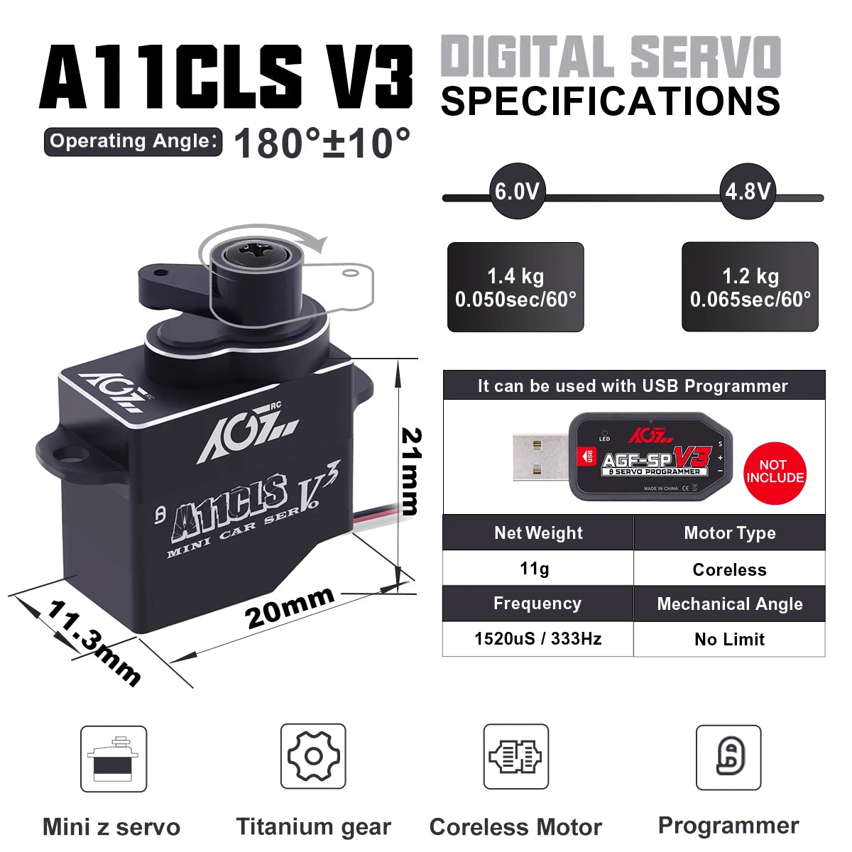 AGFRC A11CLS V3, ATICLS Va digital SerVQ SPECIFICA TIONS Operating Angle:) 18