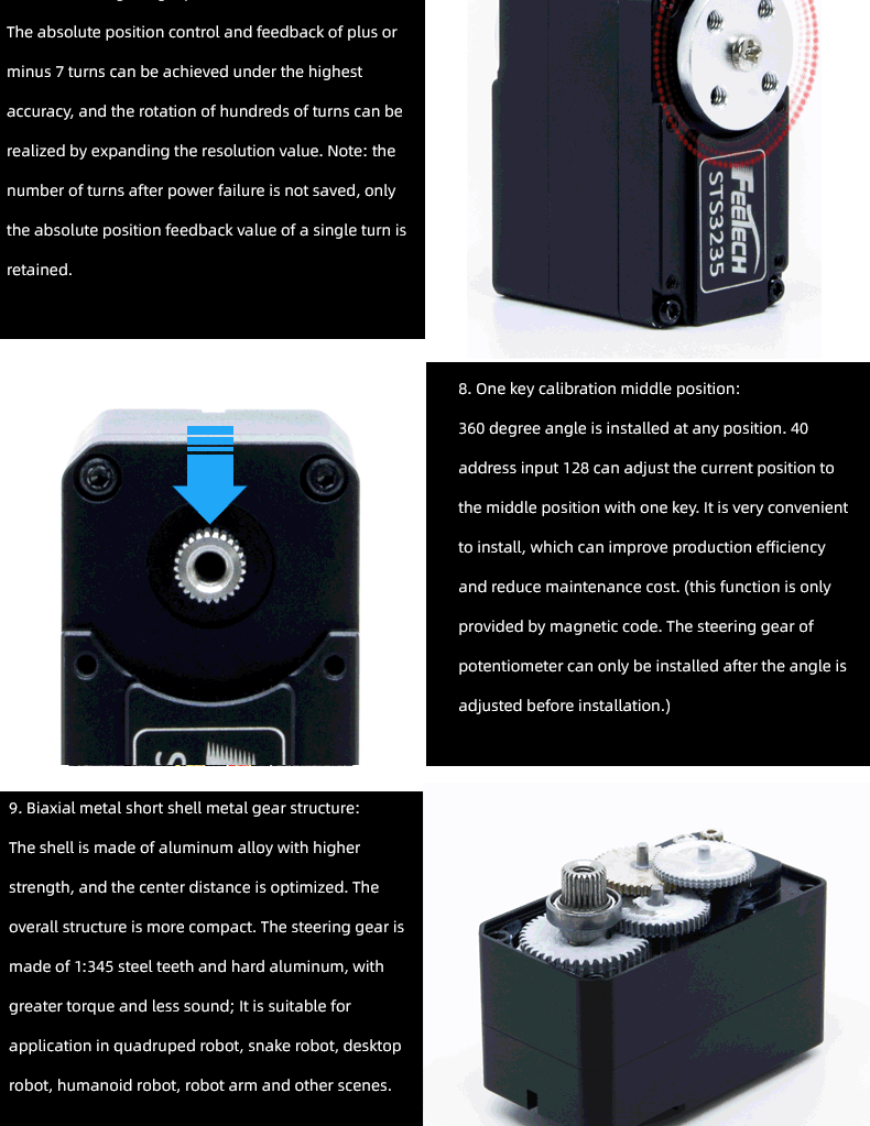 Feetech STS3235 - 12V 30KG 360° Servo for robotics automates the textile industry CropBot for agriculture agv system robotics servo 13