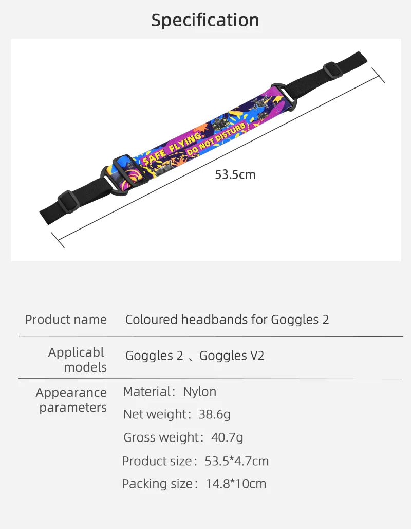 Head Strap For DJI FPV Goggles 2/V2, Specification 'Do 3els 53.Scm Product name Coloured headband