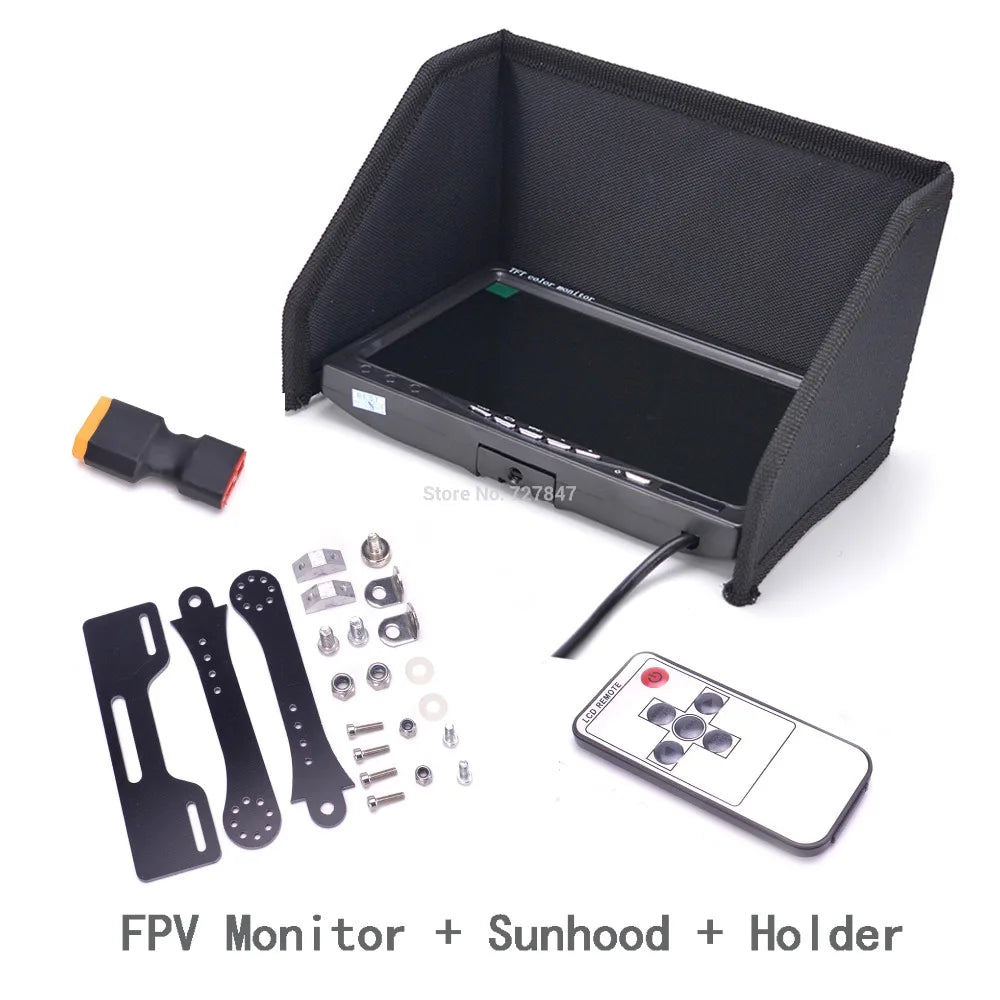 شاشة FPV مقاس 7 بوصات - أحدث شاشة LCD TFT FPV مقاس 7 بوصات مقاس 1024 × 600 وشاشة تحكم عن بعد وشاشة FPV للتصوير الفوتوغرافي Sunhood للمحطة الأرضية 15 7 inch FPV Monitor Screen, Store N0r727847 FPV Monitor Sunhood Ho |