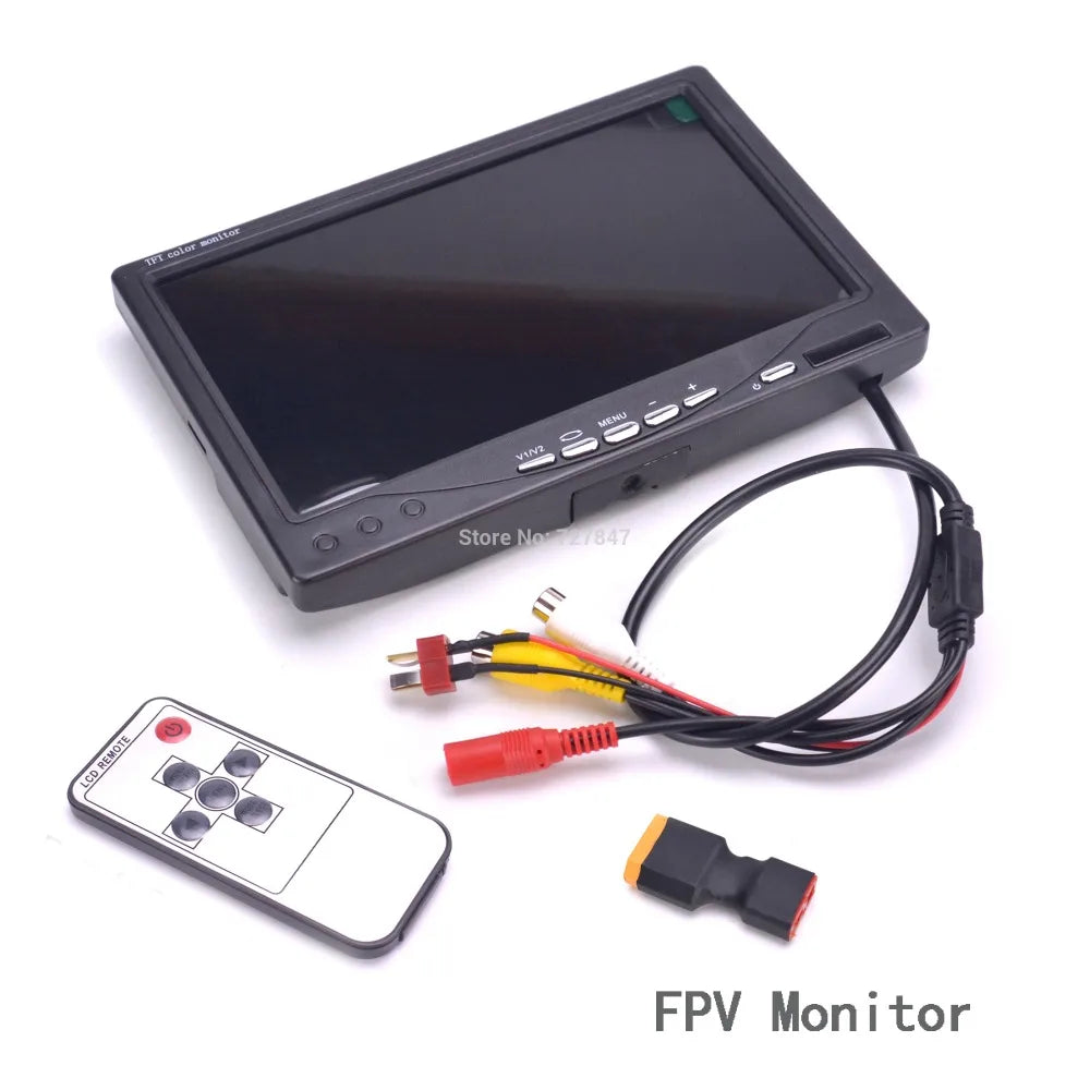 شاشة FPV مقاس 7 بوصات - أحدث شاشة LCD TFT FPV مقاس 7 بوصات مقاس 1024 × 600 وشاشة تحكم عن بعد وشاشة FPV للتصوير الفوتوغرافي Sunhood للمحطة الأرضية 17 7 inch FPV Monitor Screen, Specifications: 7" widescreen Brightness: 500 CD/M2; LCD Type