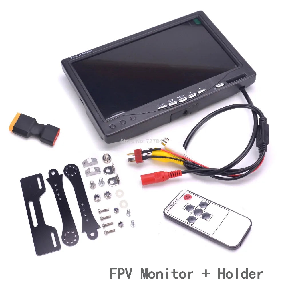شاشة FPV مقاس 7 بوصات - أحدث شاشة LCD TFT FPV مقاس 7 بوصات مقاس 1024 × 600 وشاشة تحكم عن بعد وشاشة FPV للتصوير الفوتوغرافي Sunhood للمحطة الأرضية 18 7 inch FPV Monitor Screen, 16:9 or 4:3 Adjustable Display Ratio Designed for FPV