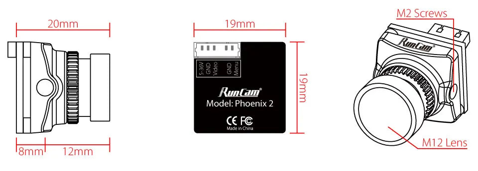 كاميرا RunCam Phoenix 2 التناظرية FPV - 1/2.8 بوصة 1000TVL Joshua COMS PAL / NTSC قابلة للتحويل للطائرة بدون طيار 11 RunCam Phoenix 2 Analog FPV Camera, this camera is on the same latency level of the RunCam Eagle and is wonderful for