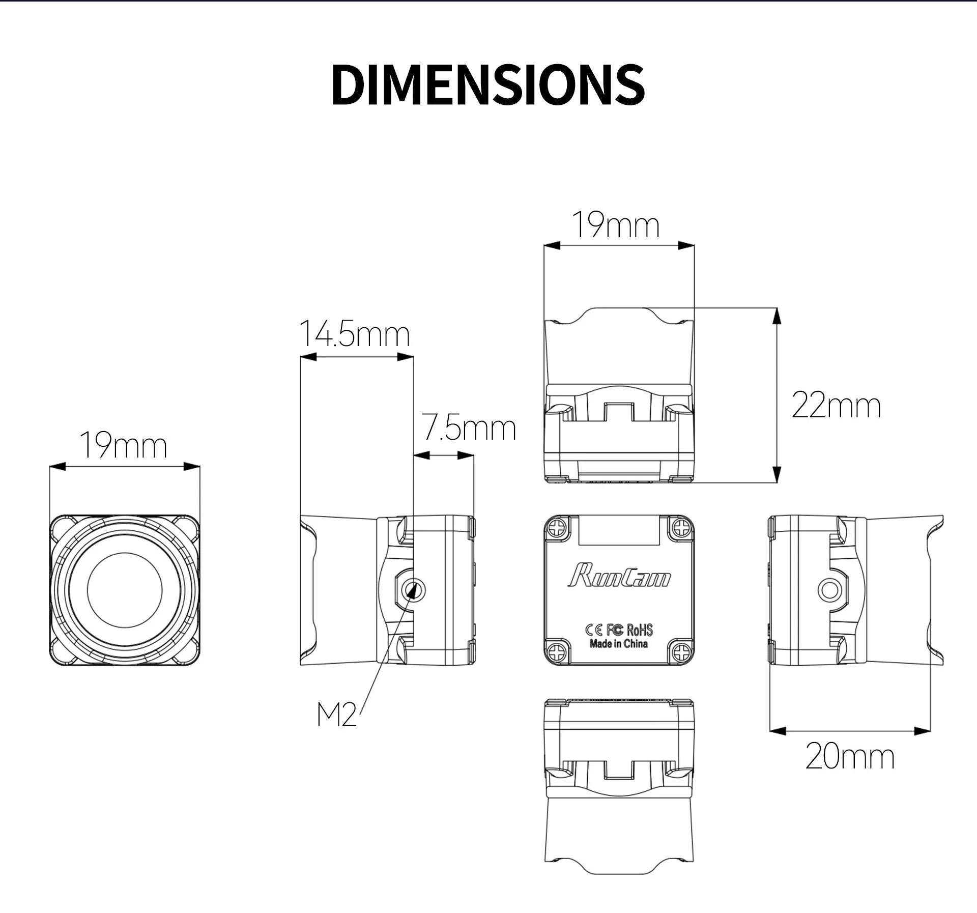 DIMENSIONS 19mm 14.5mm 22mm 7.5mm 19mm Rooo