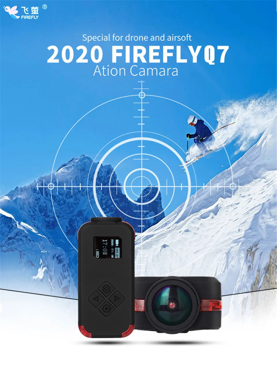 كاميرا Hawkeye Firefly Q7 Action - 1080P 30FPS WIFI SONY IMX332 0.66 بوصة OLED 10m WiFi لمسجل السكك الحديدية FPV Drone Wargame Live CS 10 Hawkeye Firefly Q7 Action Camera, 72 firefly Special for drone and airsoft 2020 FIREFLYQ7 Ation