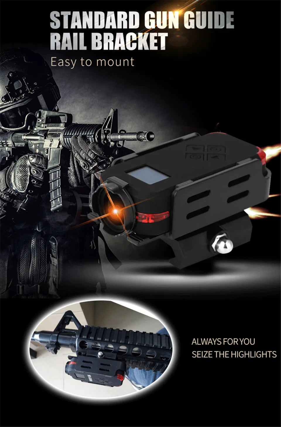 كاميرا Hawkeye Firefly Q7 Action - 1080P 30FPS WIFI SONY IMX332 0.66 بوصة OLED 10m WiFi لمسجل السكك الحديدية FPV Drone Wargame Live CS 15 Hawkeye Firefly Q7 Action Camera, GUR GUIDE RAIL BRACKET to mount 6 > ALWAYS FORYOU
