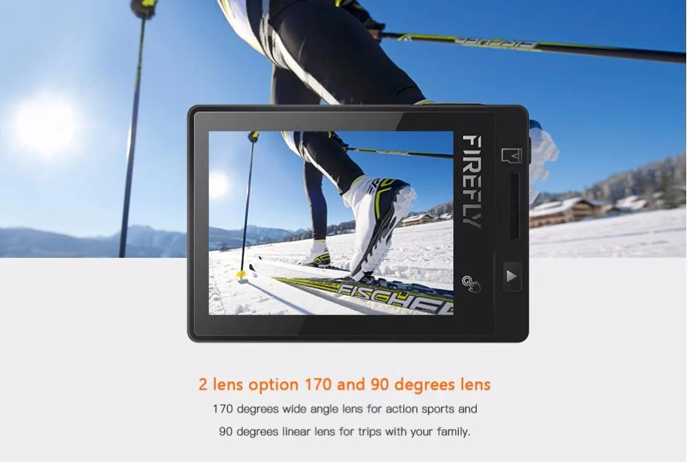 Hawkeye Firefly 8SE Action Camera, lens option 170 and 90 degrees lens 170 degrees wide angle lens for action sports and 90