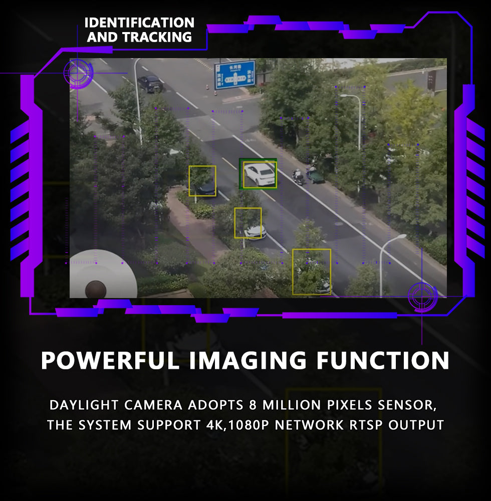 TOPOTEK KHP415 Gimbal, High-resolution camera captures sharp images, supports 4K/1080P streaming via RTSP.