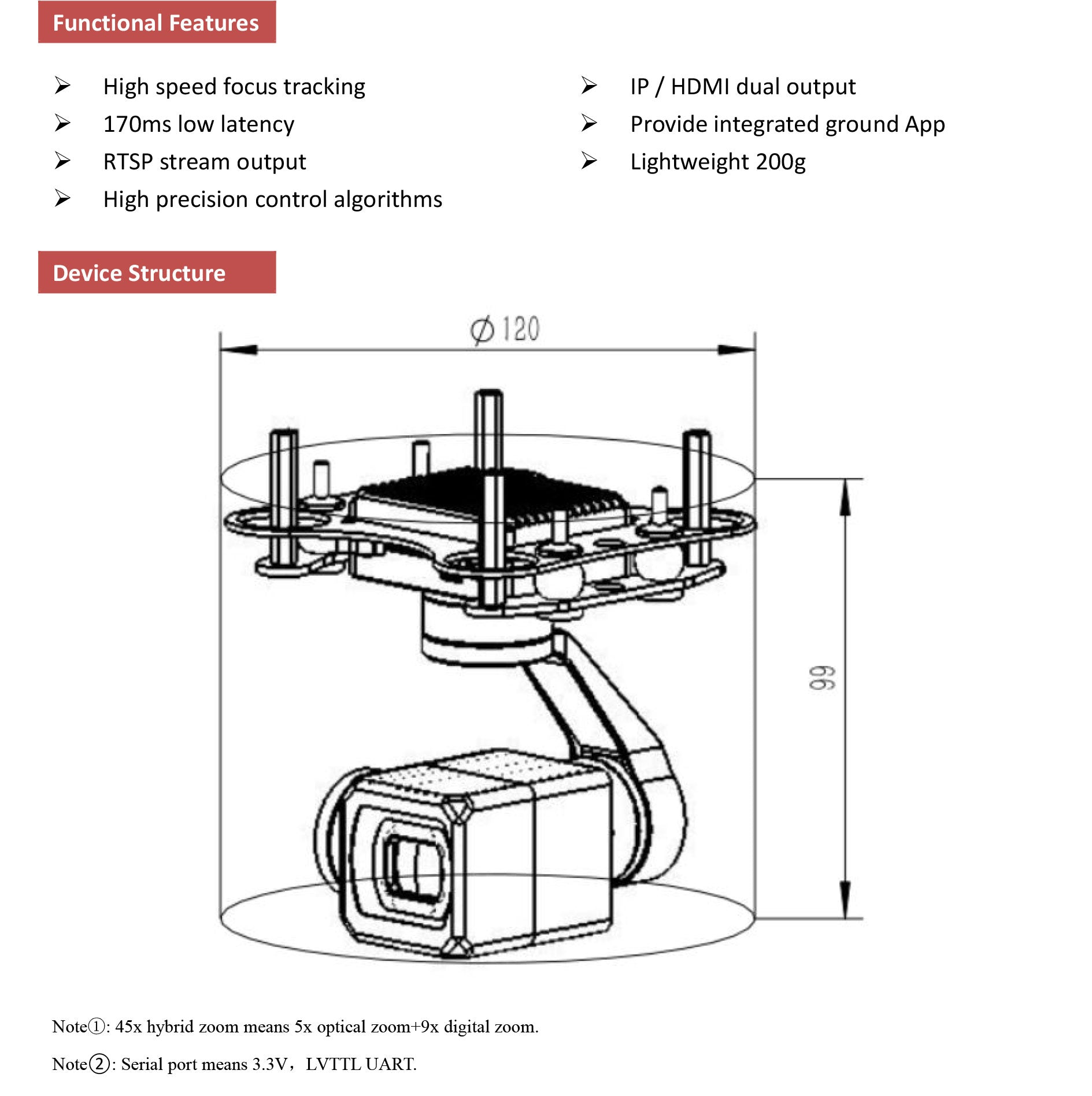 TOPOTEK KHP05S35 Dual Light Small Gimbal, High-speed camera with advanced features like focus tracking and dual HDMI output, ideal for live streaming.