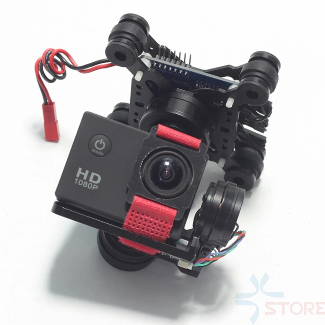 إطار انحراف بدون فرش مُجمَّع بثلاثة محاور مع محركات ومحركات. وحدة تحكم Storm32 لـ Gopro 3 4 Xiaomi Xiaoyi SJ4000 SJCAM FPV RTF 9 cable bind the gimbal , the motor will also shake .