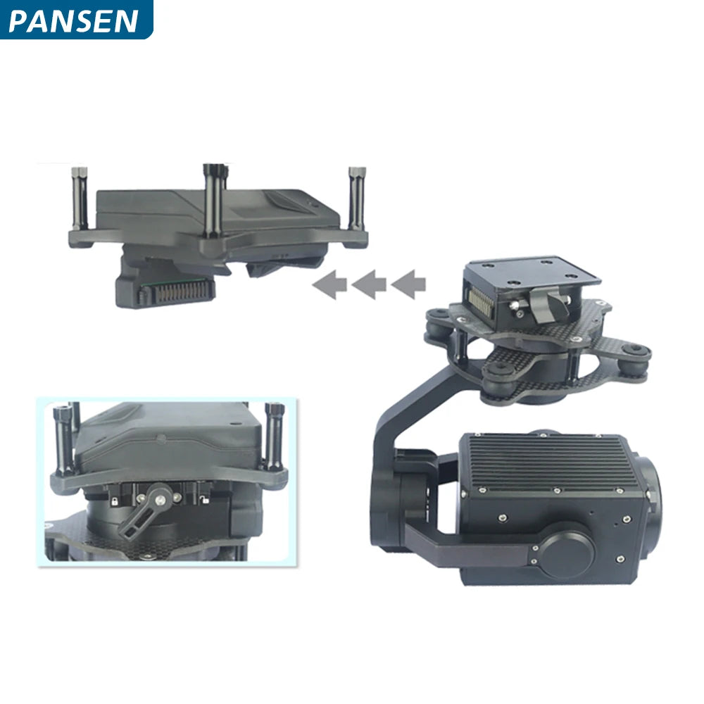 it supports connection with unmanned aerial vehicles through the quick release interface . it can be used