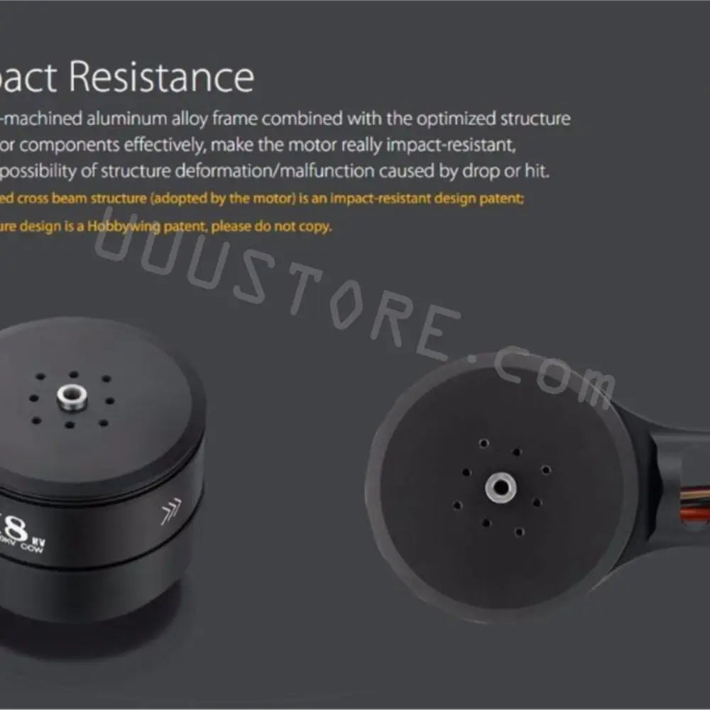 Hobbwing X8 Series Power System, edcross beam structure (adopted by the motor) is an impact-resistant