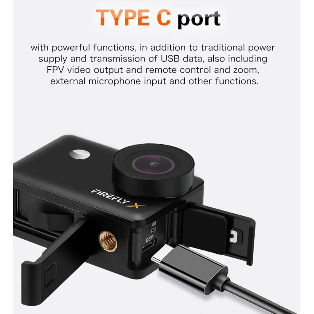 Hawkeye Firefly X / XS Action Camera, TYPE € port with powerful functions, in addition to traditional power supply and transmission of USB