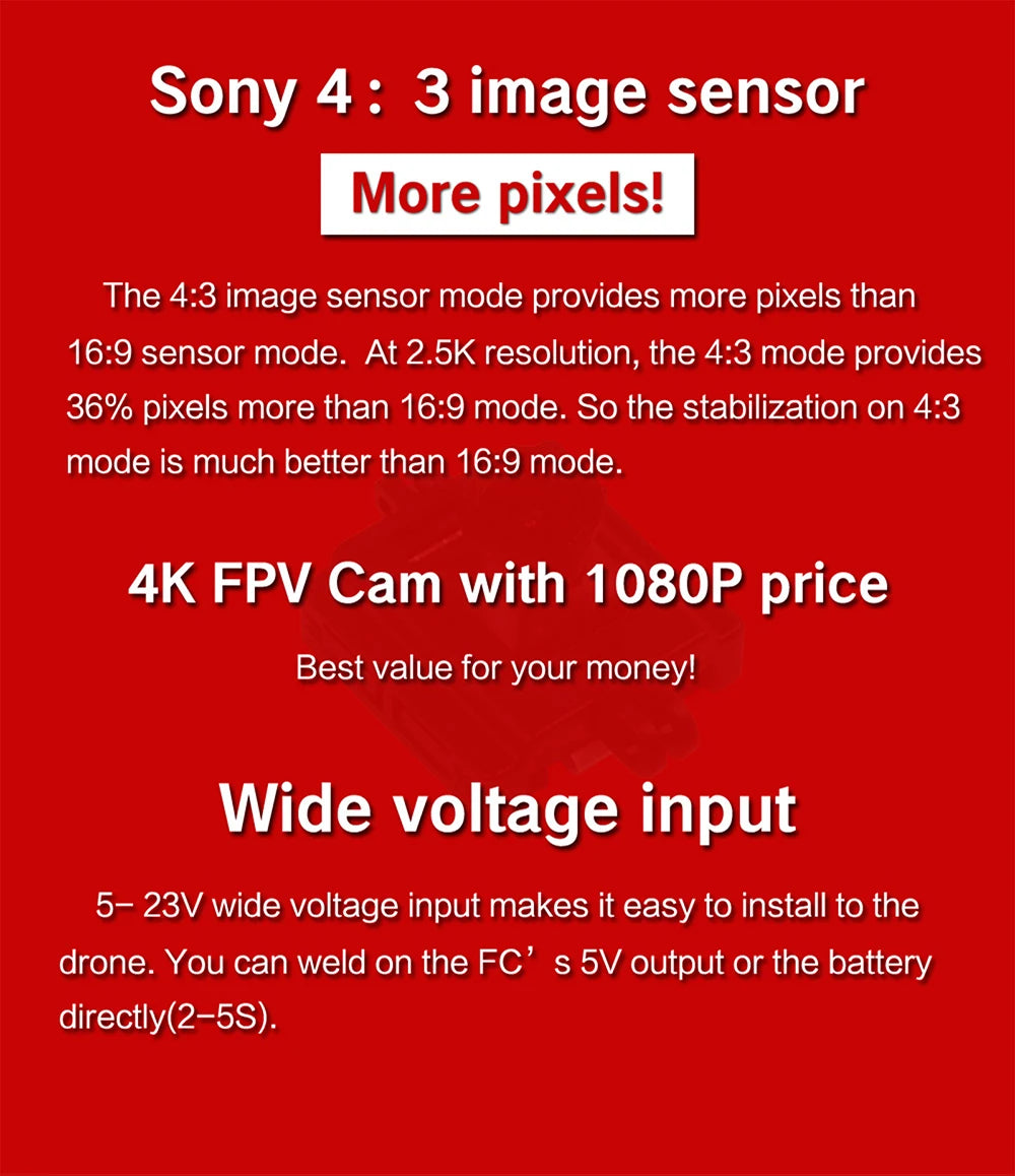 Hawkeye Firefly Nakedcam/Splite FPV Camera Drone, the 4.3 image sensor mode provides more pixels than 16.9 sensor mode . at 2.5K