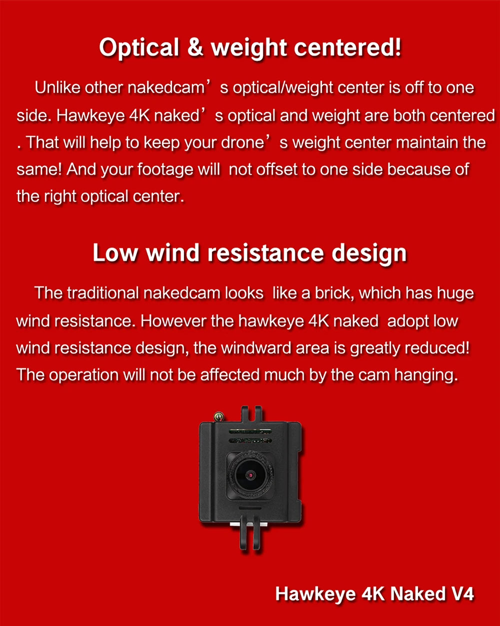 Hawkeye Firefly Nakedcam/Splite FPV Camera Drone, hawkeye 4K naked adopt low wind resistance design, the windward area is greatly reduced