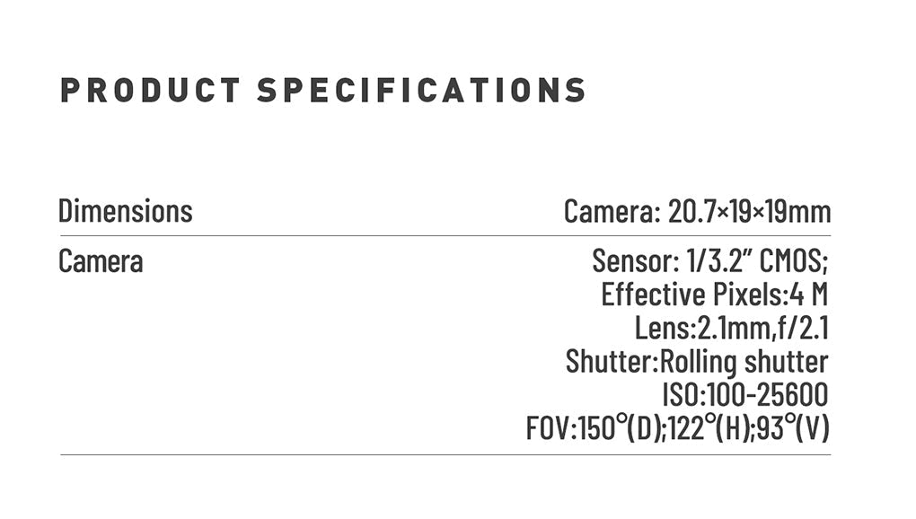 كاميرا صغيرة بوحدة الهواء CaddxFPV 7 1/3.2" CMOS; Effective Pixels:4 M Lens:2.Imm