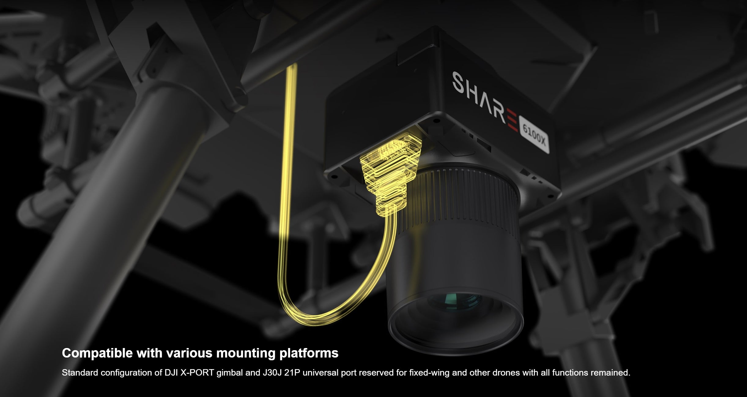 SHARE 6100X - كاميرا جوية بدون طيار كاملة الإطار وعدسة واحدة بدقة 61 ميجابكسل 10 SHARE 6100X, Versatile drone mount compatible with various platforms and gimbals for seamless use.