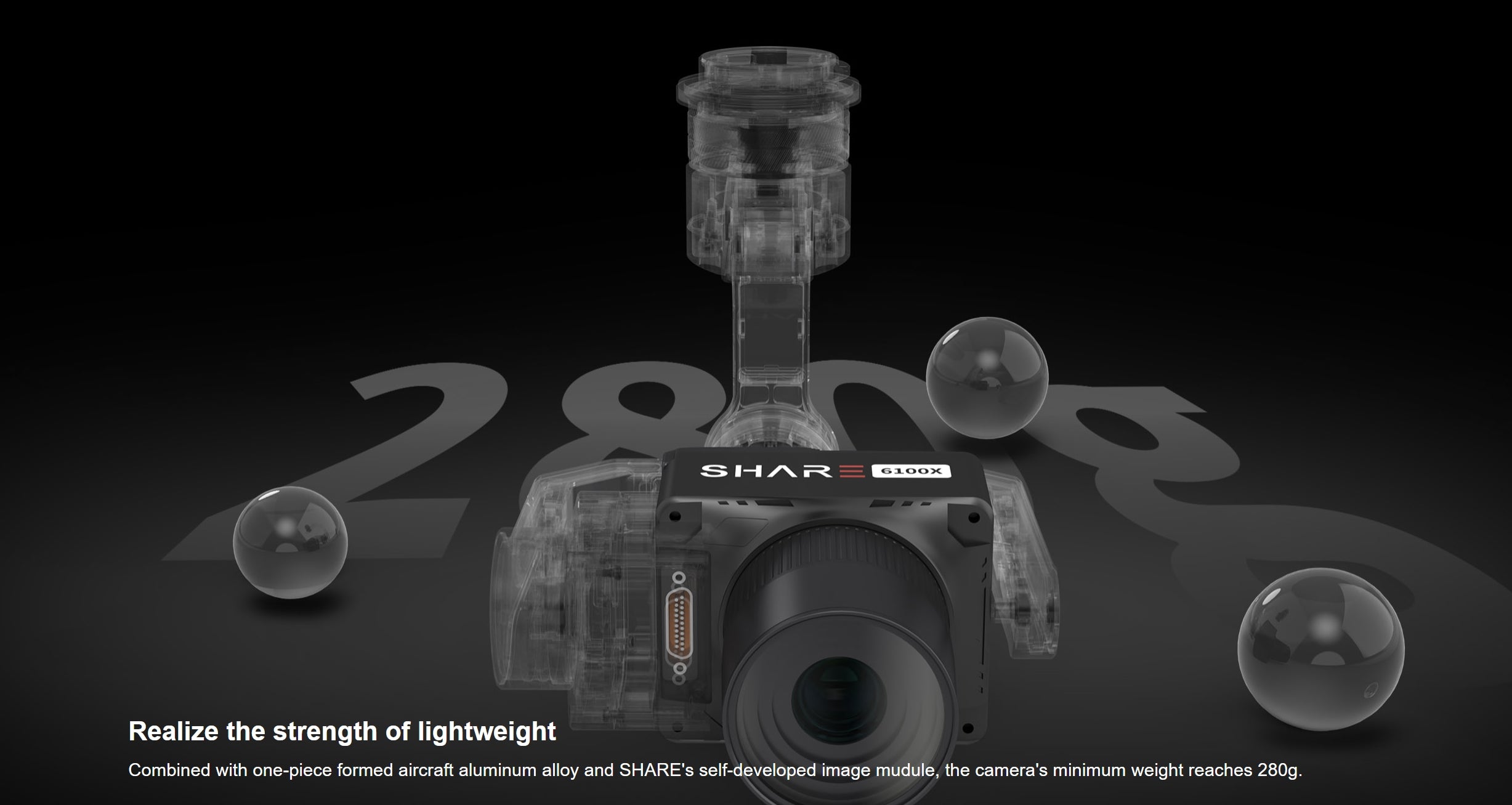 SHARE 6100X - كاميرا جوية بدون طيار كاملة الإطار وعدسة واحدة بدقة 61 ميجابكسل 11 SHARE 6100X: Lightweight camera with single-piece aluminum alloy structure and proprietary module for aerial photography and modeling.