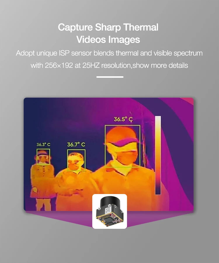 Mini256 Infrared Thermal Imaging Camera, ISP sensor blends thermal and visible spectrum with 256x192 at 25HZ resolution