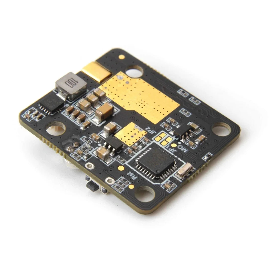 Holybro Atlatl HV Micro, LED indicators display channel, band, and power settings on a device's control panel.