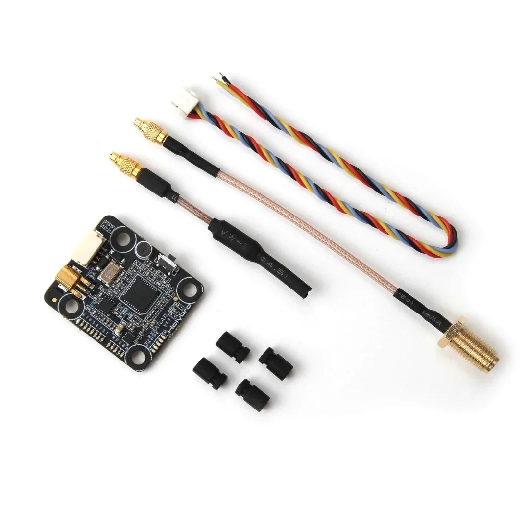 Holybro Atlatl HV micro video transmitter for FPV RC drones, suitable for 2-4S LiPo batteries and 25/200/500/800mW transmission.