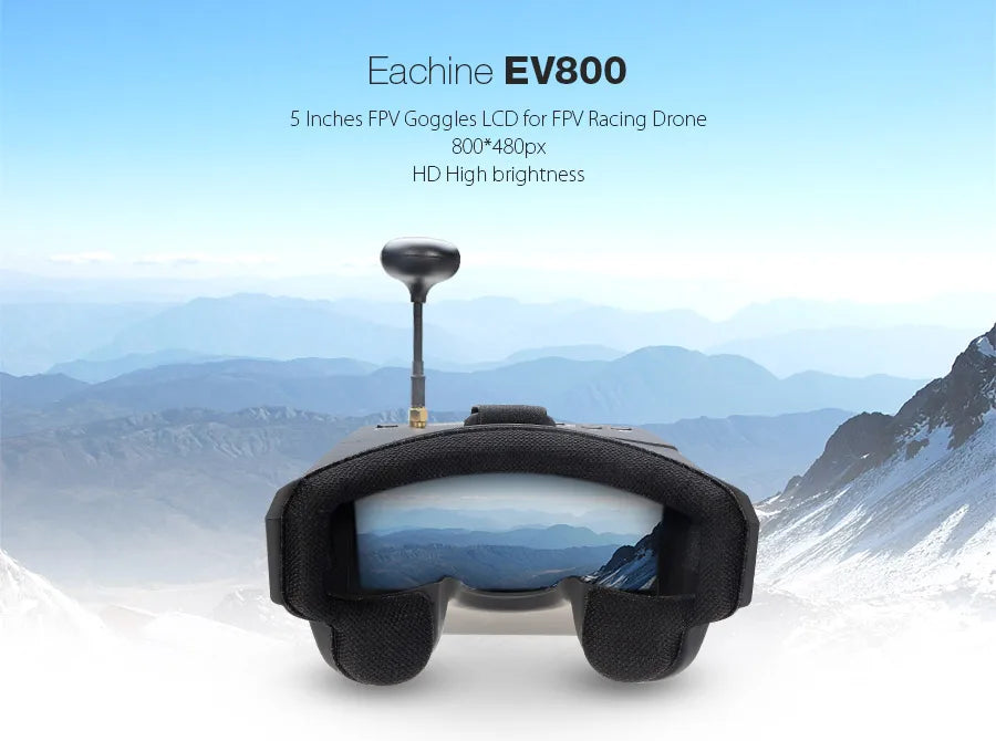 Eachine EV800 5 بوصة 800x480 FPV نظارات فيديو 5.8G 40CH Raceband البحث التلقائي بناء في البطارية 9 Eachine Ev8O0 5 Inches FPV Goggles LCD for