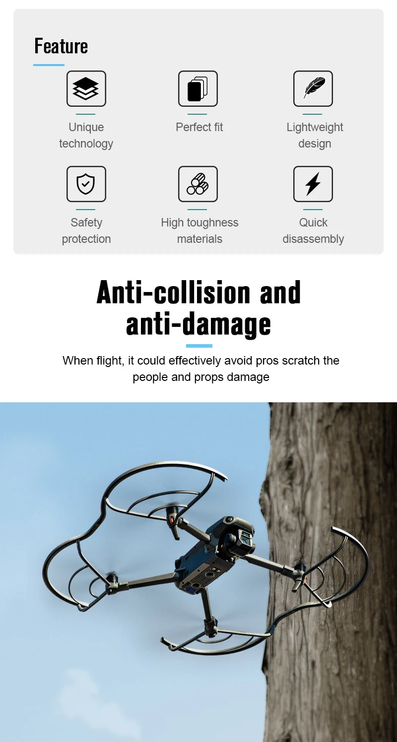 for DJI Mavic 3 For Mavic 3 Classic Propeller Guard, Feature Unique Perfect fit Lightweight technology design Safety High toughness Quick protection materials disas