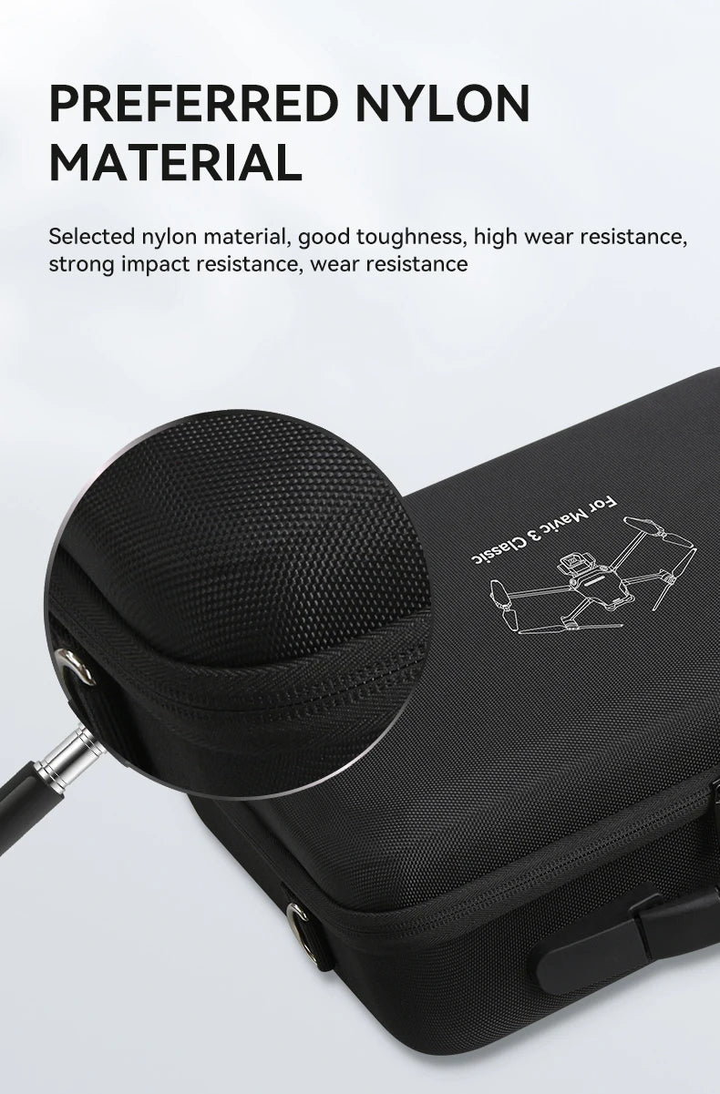 Storage Bag Suitable for DJI Mavic 3 Classic, PREFERRED NYLON MATERIAL Selected nylon material, good toughness, high
