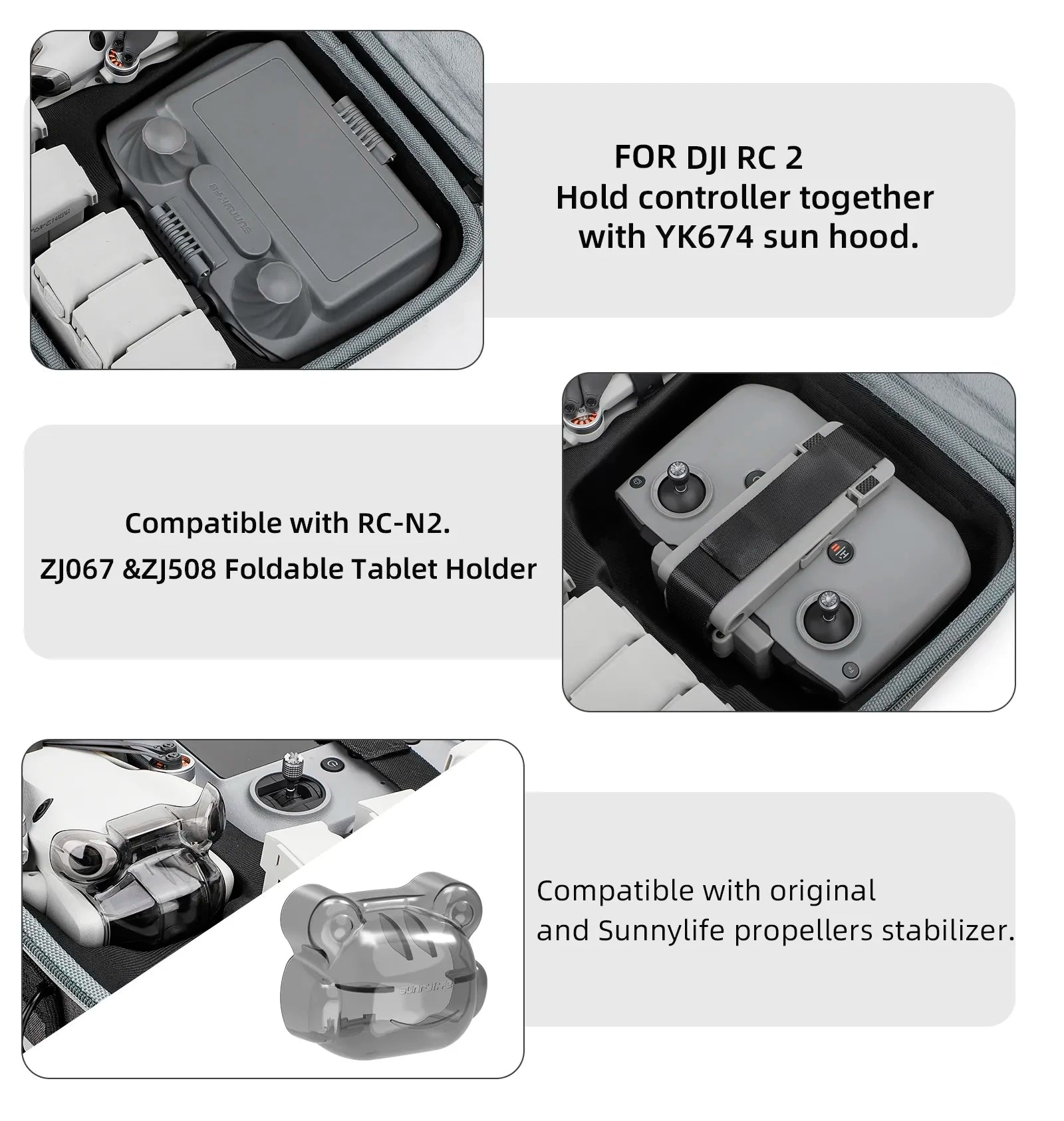 حقيبة حمل محمولة لـ DJI Mini 4 Pro - حقيبة تخزين حقيبة يد لـ DJI RC 2/N1/N2 صندوق التحكم عن بعد بدون طيار 18 Portable Carrying Case For DJI Mini 4 Pro, 2J067 &zj508 Foldable Tablet Holder Compatible with original and Sunny