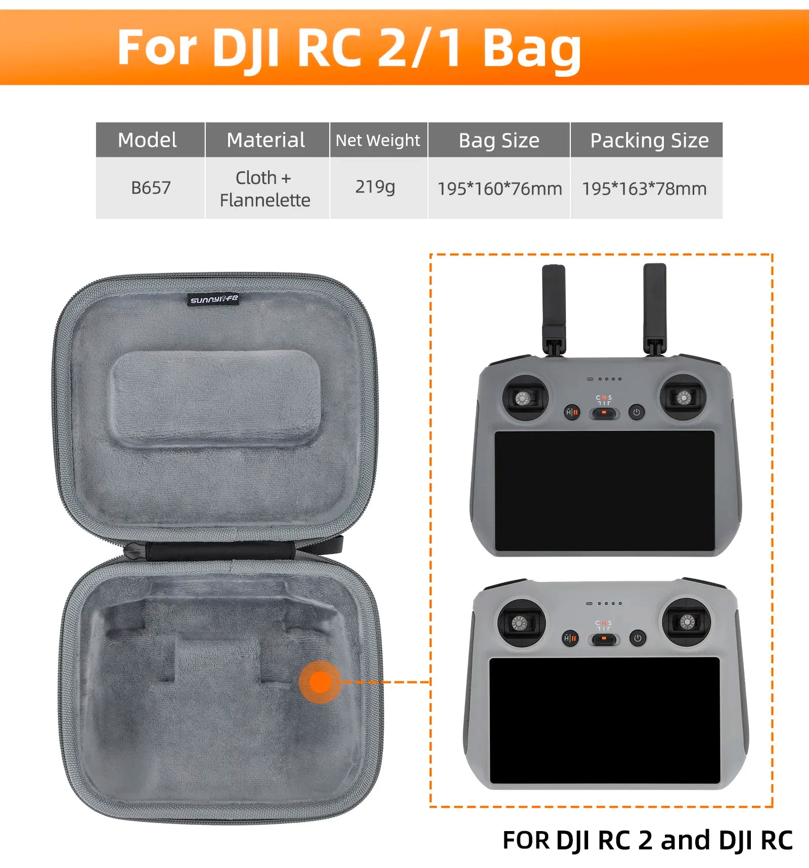 حقيبة حمل محمولة لـ DJI Mini 4 Pro - حقيبة تخزين حقيبة يد لـ DJI RC 2/N1/N2 صندوق التحكم عن بعد بدون طيار 25 Portable Carrying Case For DJI Mini 4 Pro, Flannelette Sunnyiefe FOR DJI RC 2 & RC2