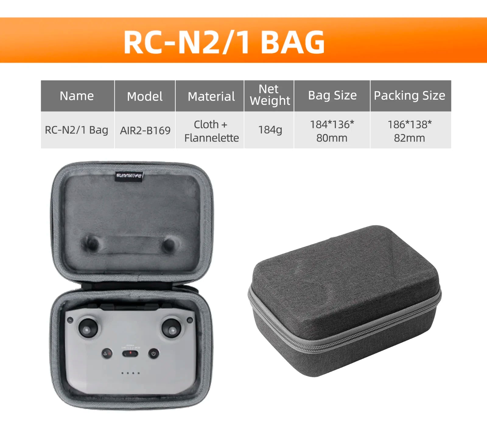 حقيبة حمل محمولة لـ DJI Mini 4 Pro - حقيبة تخزين حقيبة يد لـ DJI RC 2/N1/N2 صندوق التحكم عن بعد بدون طيار 29 Portable Carrying Case For DJI Mini 4 Pro, RC-N2/1 BAG Net Name Model Material Weight Bag Size Packing Size Clo