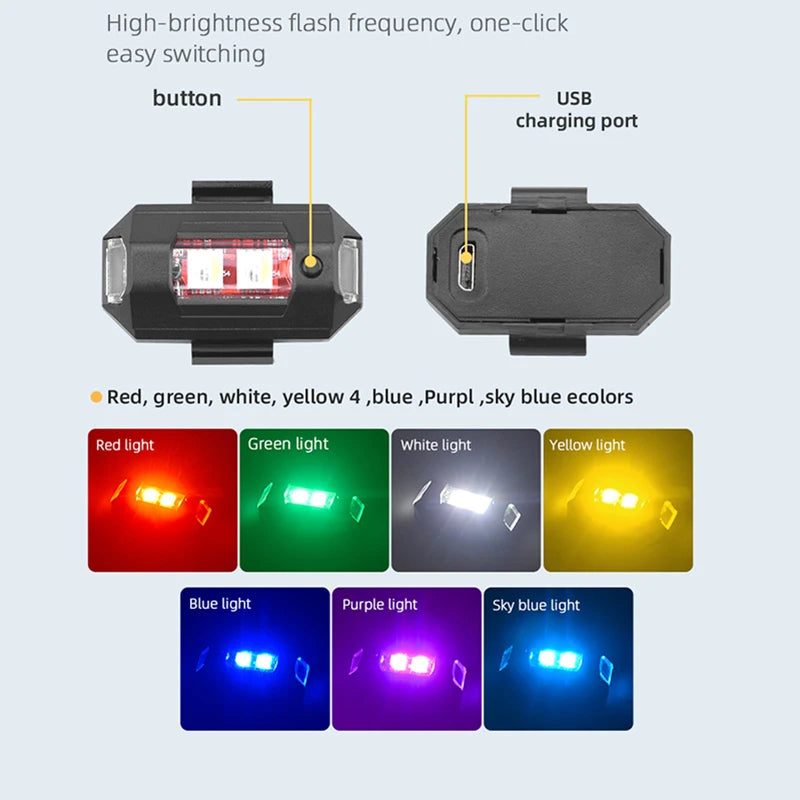 العالمي بدون طيار ستروب أضواء LED مصباح ل DJI Mavic 3/2/MINI 3 Pro/Air2/2S/MINI 2/SE مؤشر الإشارة بدوره أضواء ضوء إحترافي 12 high-brightness flash frequency, one-click easy switching button USB charging port Red,