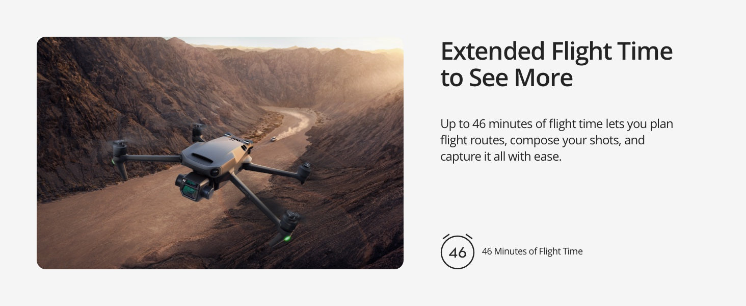 DJI Mavic 3 Fly More Combo / DJI Mavic 3 Cine Premium Combo， Extended Flight Time 让你轻松规划飞行路线、构图和捕捉
