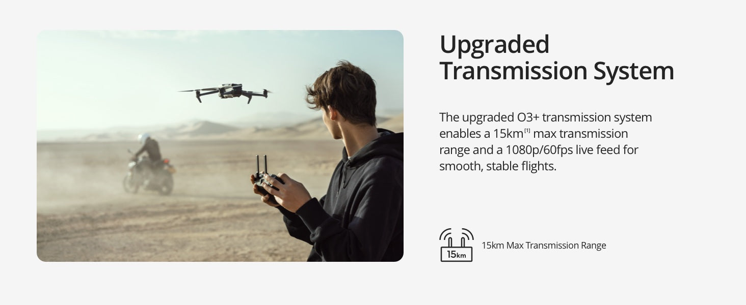 DJI Mavic 3 Fly More Combo/DJI Mavic 3 Cine Premium Combo，03+ 传输系统可实现 1Skm“” 的最大传输范围和