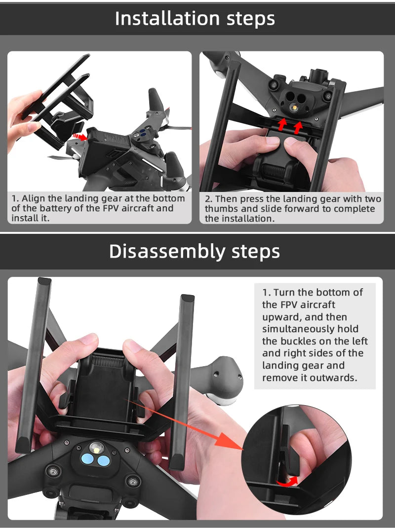 DJI FPV Propeller, landing gear should be aligned at the bottom of the FPV aircraft . then
