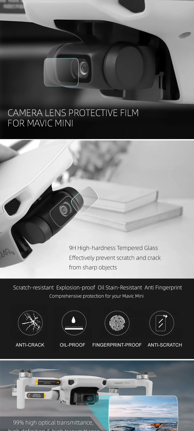 الهبوط ل DJI Mavic Mini 2/Mini SE الطائرة بدون طيار المروحة الحرس حامل Sunhood شريط لاصق غطاء المحرك ملحقات طائرة بدون طيار 51 CAMERA LENS PROTECTIVE FILM FOR MAVIC MINI 9H