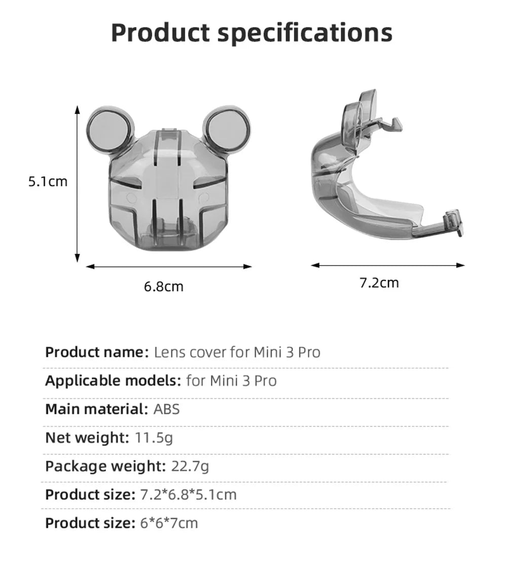 ل DJI Mini 3 Pro غطاء العدسة ظلة حامي غطاء عدسة هود مكافحة وهج Sunhood Gimbal حافظة الحرس الطائرة بدون طيار المثبت الملحقات 23 Lens cover for Mini 3 Pro Specifications: 7.2*6.8*5.Ic