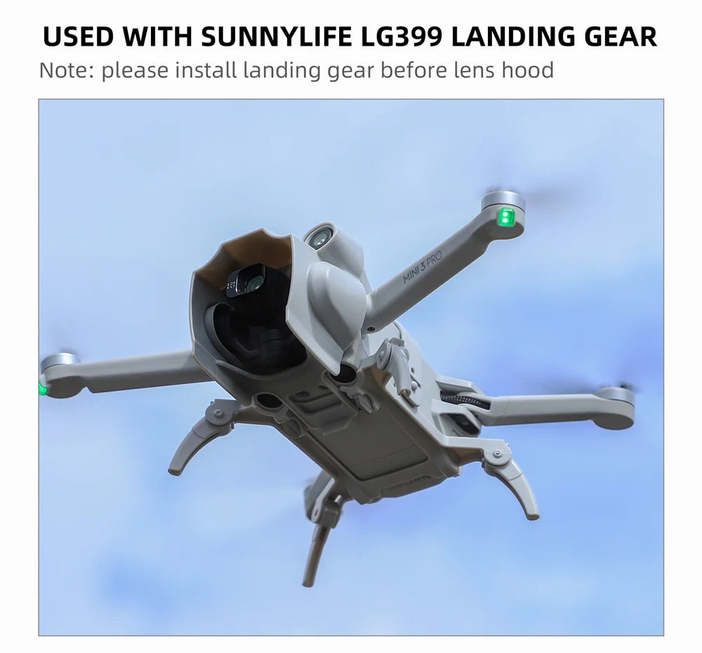 ل DJI Mini 3 Pro غطاء العدسة ظلة حامي غطاء عدسة هود مكافحة وهج Sunhood Gimbal حافظة الحرس الطائرة بدون طيار المثبت الملحقات 31 SUNNYLIFE L6399 LANDING GEAR NOTE: PLEASE INSTALL