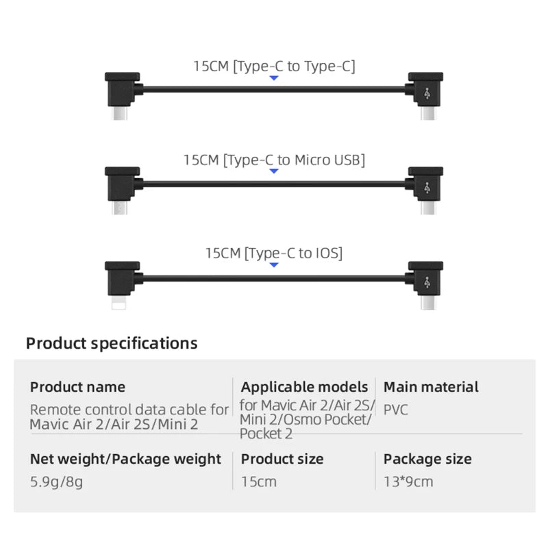 Product name Applicable models Main material Remote control data cable for for Mavic Air 2/