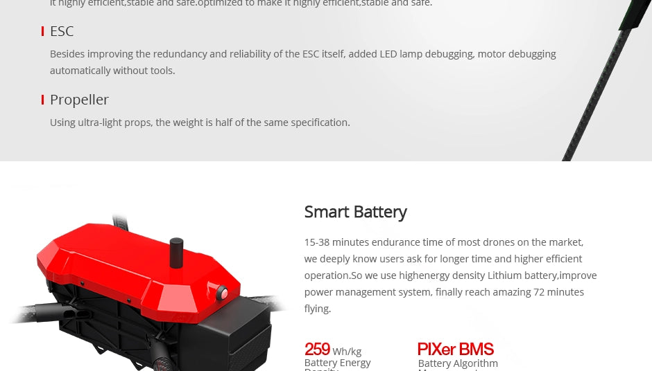 T-Motor T-Drone, smart battery 15-38 minutes endurance time of most drones on the market; users ask for