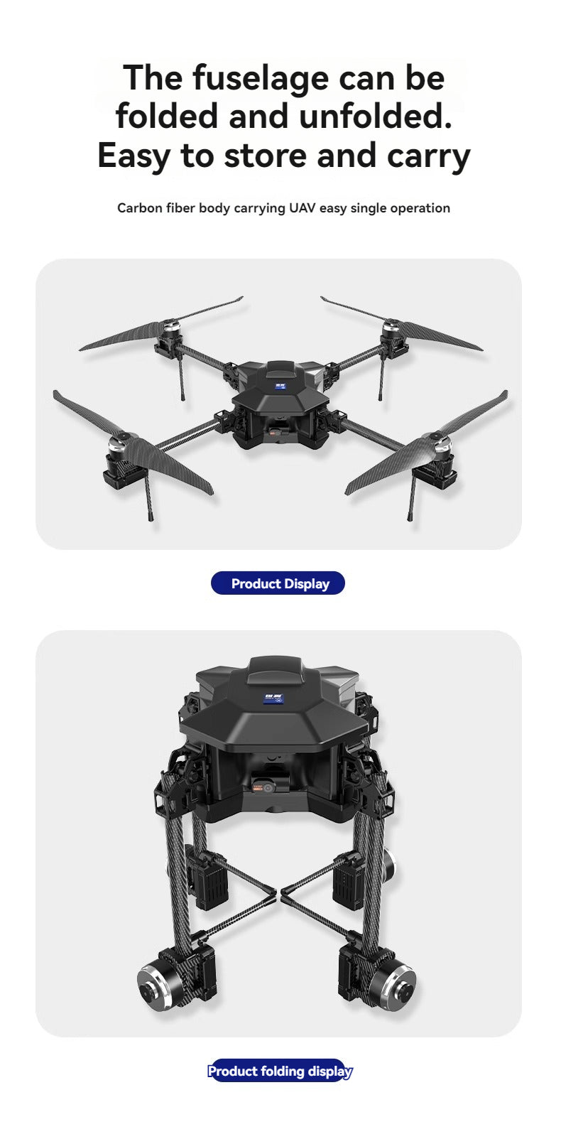 RCDrone, the fuselage can be folded and unfolded . Carbon fiber body carrying UAV easy