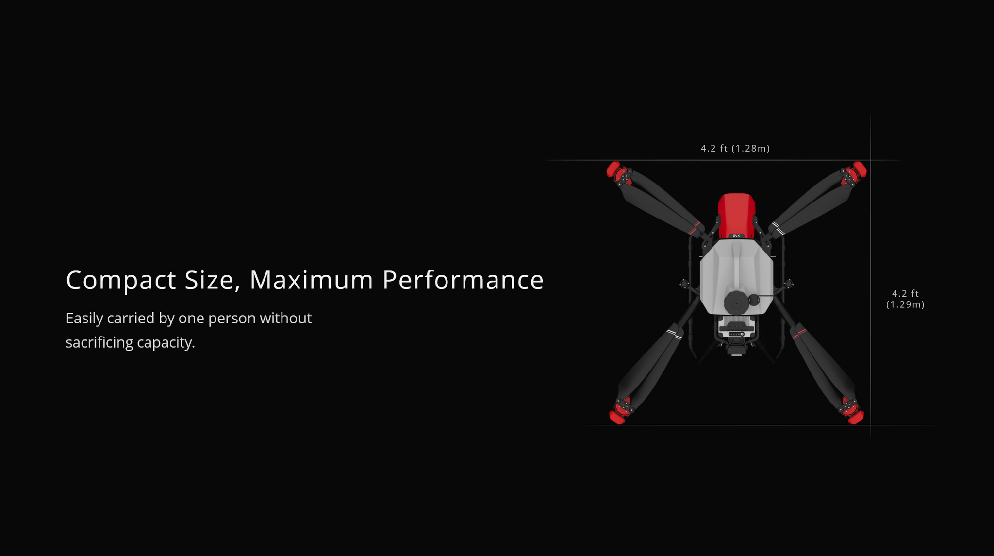 XAG P40 20L Agriculture Drone, 4.2 ft (1.28m) Easily carried by one person without sacrificing