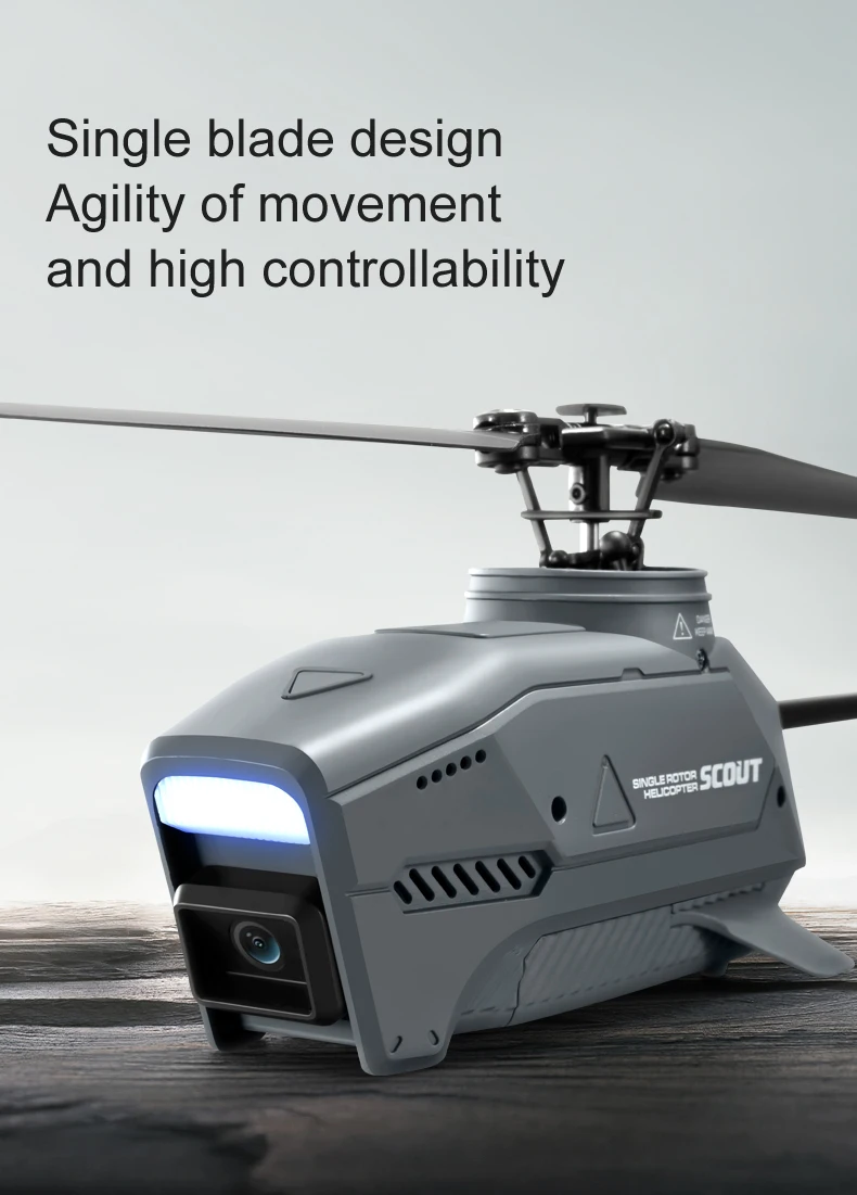 L1 RC Helicopter, Single blade design Agility of movement and high controllability Hacoe scoUT Sa