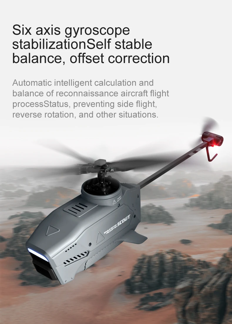 L1 RC Helicopter, six axis gyroscope stabilizationSelf stable balance, offset correction