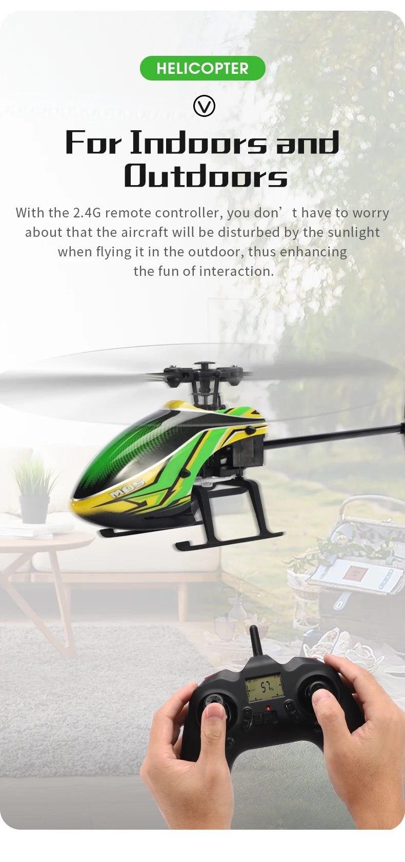 JJRC M05 RC Helicopter, with the 2.46 remote controller, you don' t have to worry about that the aircraft