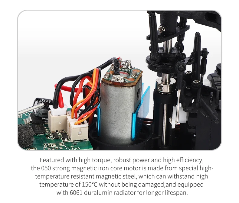 JJRC M05 RC Helicopter, the 050 strong magnetic iron core motor is made from special high- temperature resistant magnetic steel