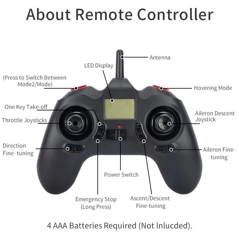 JJRC M05 RC Helicopter, fine-tuning 4 AAA Batteries Required (Not Inlucded)