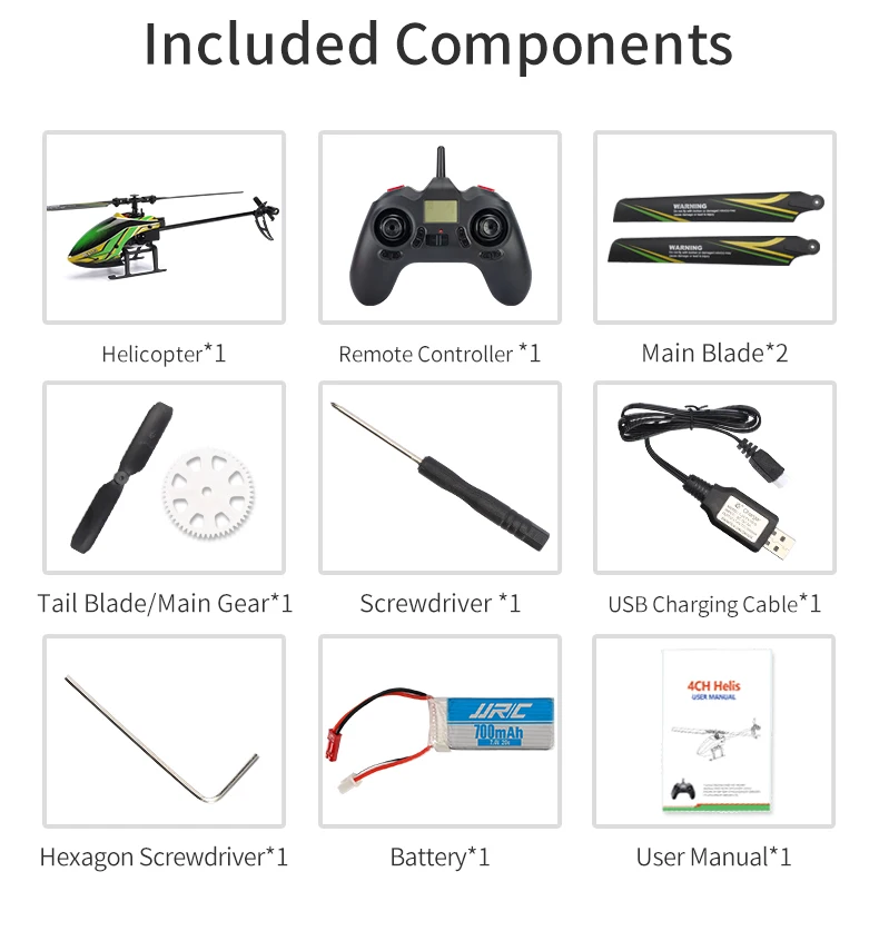 JJRC M05 RC Helicopter, Included Components Helicopter *1 Remote Controller Main Blade*2 Tail Blade/